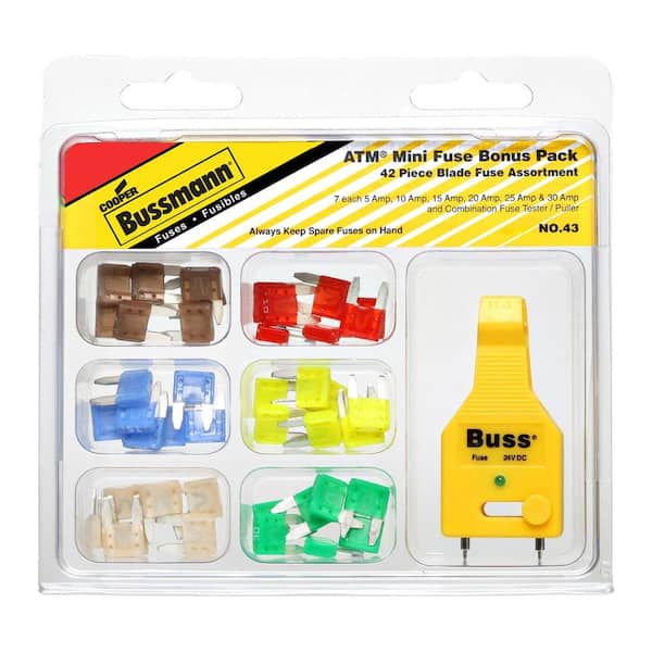NO.43 - ATM 42-Piece Automotive Mini Blade Fuse Kit with Fuse Tester/Puller