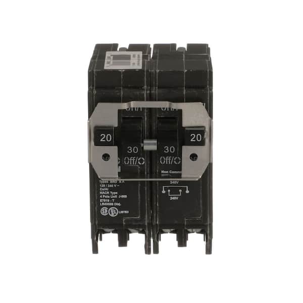 BQ220230 - BR 1-20 Amp 2 Pole and 1-30 Amp 2 Pole BQ (Independent Trip) Quad Circuit Breaker