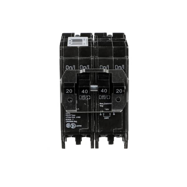 BQ220240 - BR 1-20 Amp 2 Pole and 1-40 Amp 2 Pole BQ (Independent Trip) Quad Circuit Breaker