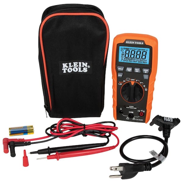 ET270 - Digital Multi-Tester with Receptacle Tester (Standard/GFCI), Auto-Ranging Digital Multimeter